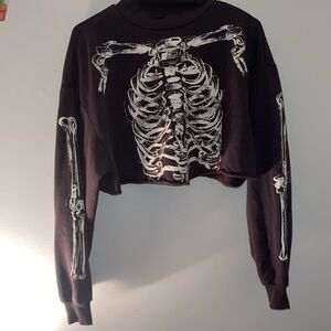 Long sleeve crop skeleton sweater